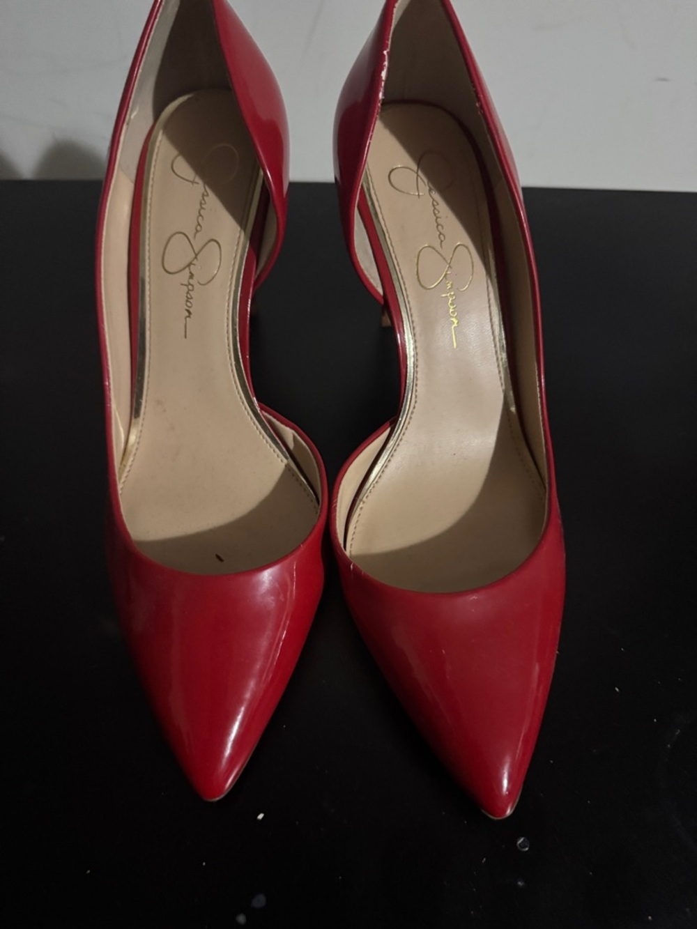 Jessica Simpson Red Patent Pointed-Toe D'Orsay Pumps